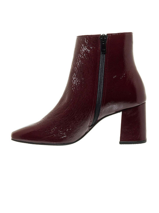 Mourtzi Women's Patent Leather Boots Burgundy