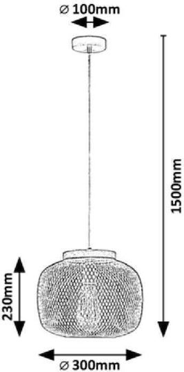 Rabalux Rupert Pendant Light Gray Grid with Socket E27 30cm