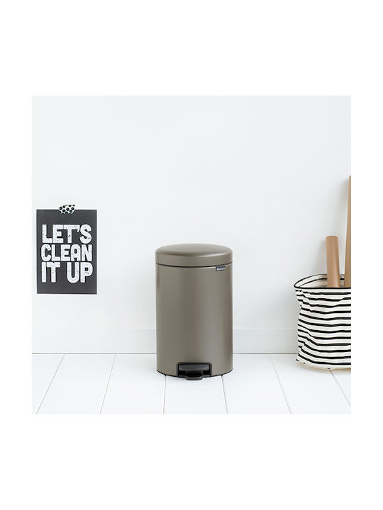 Brabantia NewIcon Κάδος Απορριμμάτων Μεταλλικός Platinum με Πεντάλ 12lt