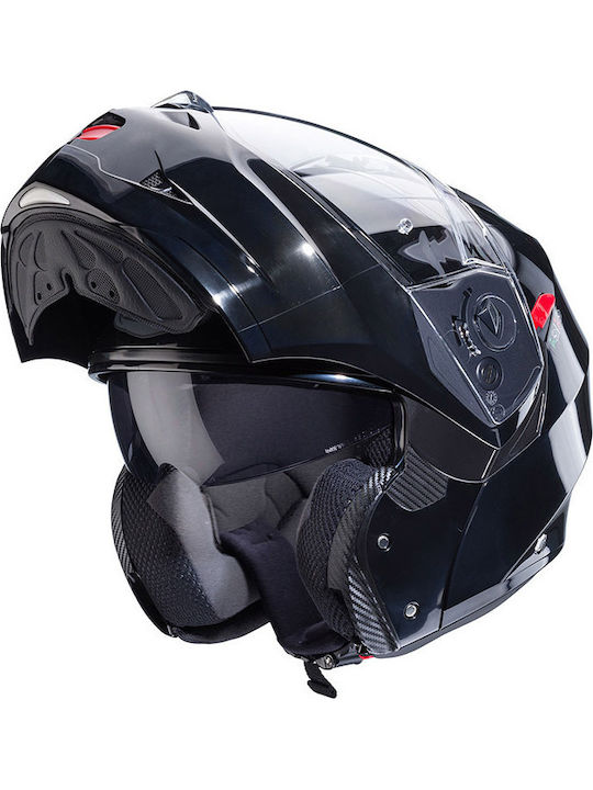 Caberg Duke-X Smart Black Κράνος Μηχανής Flip-Up ECE 22.06 1550gr με Pinlock και Sunvisor
