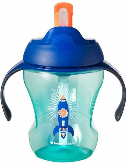 Tommee Tippee Baby Cup with Handles and Straw Easy Drink made of Plastic Blue 230ml for 7m+m+ 447155
