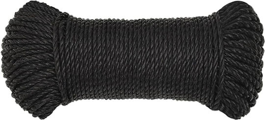 vidaXL Rope Diameter 6mm Length 100m Black Work Rope Black 6mm 100m Polypropylene