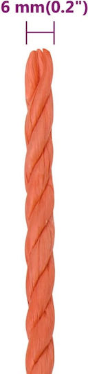 vidaXL Rope with Diameter 6mm and Length 25m Work Rope Orange 6mm 25m made of Polypropylene