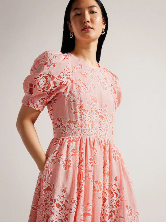 Summer Midi Dress for Wedding / Christening Pink