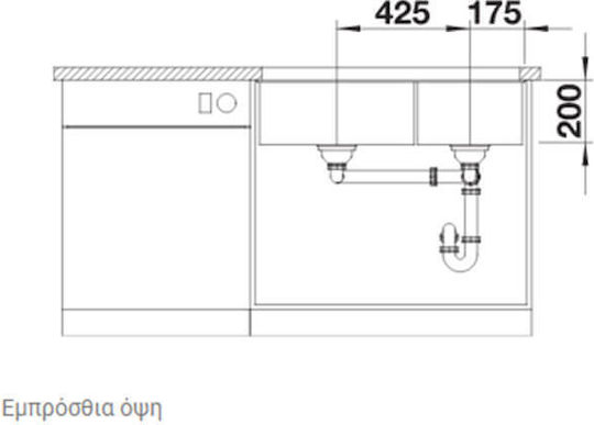Blanco Subline 480/320-U 527351 Поддръжка Мивка Ляв от Синтетичен Гранит Ш85.5xД46см Volcano Grey