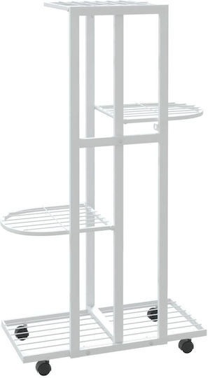 vidaXL Pot Rack Metal White with Wheels 44cmx23cmx80cmcm.