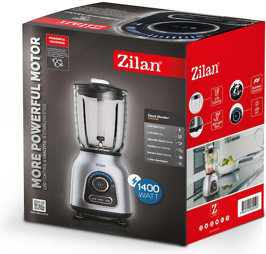 Zilan Μπλέντερ με Ανοξείδωτη Κανάτα 1.75 lt 1400W Ασημί ZLN5596
