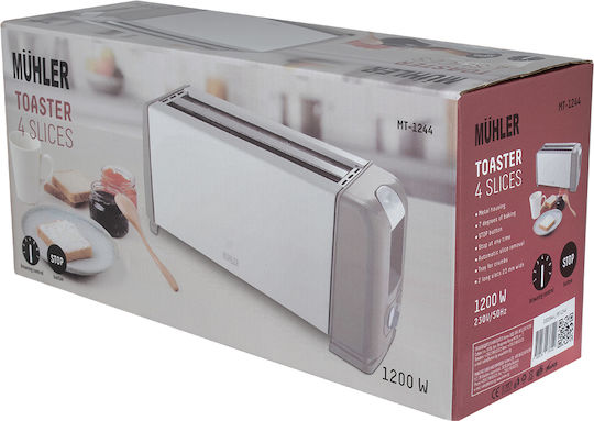 Muhler MT-1244 Toaster 2 Schlitze 1200W Inox