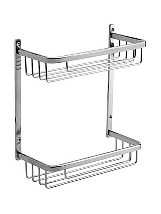 Gloria Two Floor ΙΙ Brass Σπογγοθήκη Επιτοίχια Inox Ασημί
