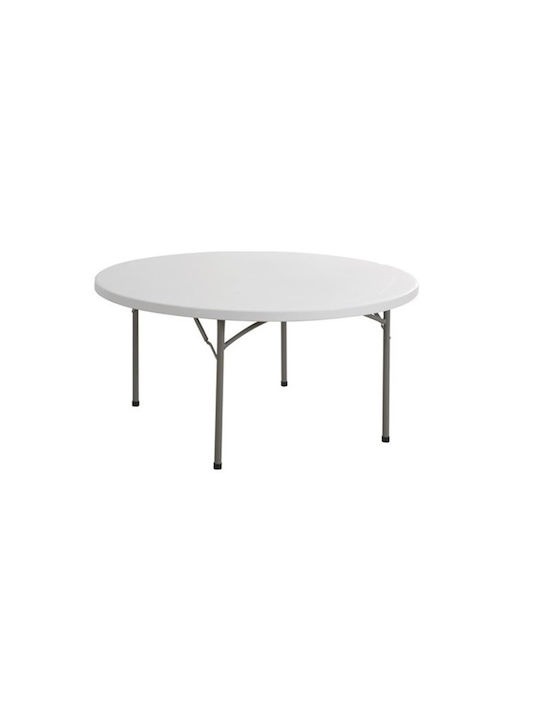 Blow-R Outdoor Dinner Foldable Table with Plastic Surface and Metal Frame White 181x181x74cm