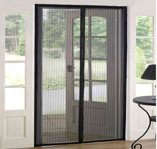 TnS Mosquito Net for Door with Magnetic Clasp Black 220x120cm