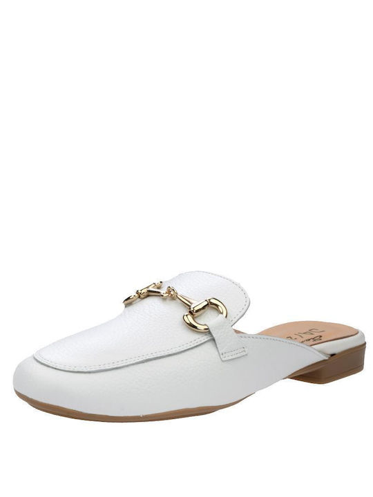 Sante Day2day Chunky Heel Leather Mules White 23-132-09