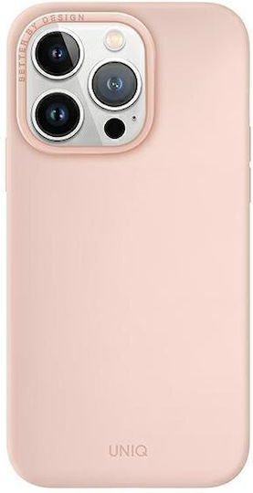 Uniq Lino Hue Magclick Umschlag Rückseite Silikon Blush Pink (iPhone 14 Pro Max)