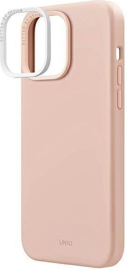 Uniq Lino Hue Magclick Umschlag Rückseite Silikon Blush Pink (iPhone 14 Pro Max)
