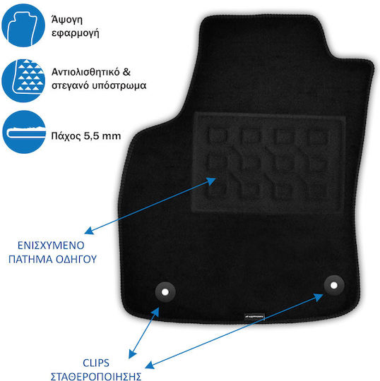 Set of Front and Rear Mats 4pcs for Opel Corsa C Black