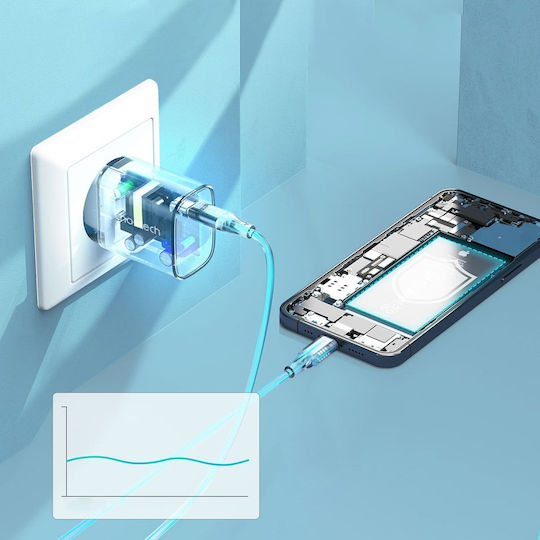 Choetech Incarcător Fără Fir Cu Port USB-C 20W Livrarea Energiei Alb