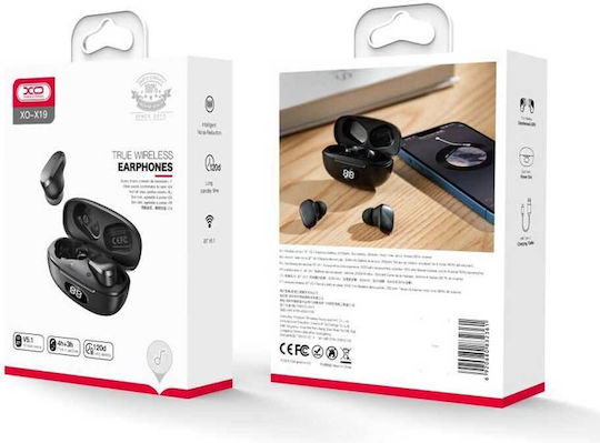 XO X19 In ear Bluetooth хендсфри Слушалки с Кутийка за Зареждане Черен
