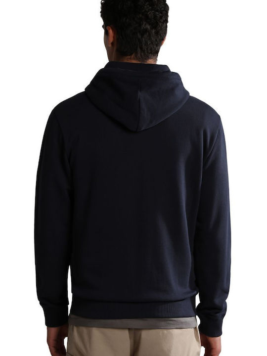 Napapijri Men's Hooded Cardigan with Zipper Navy Blue