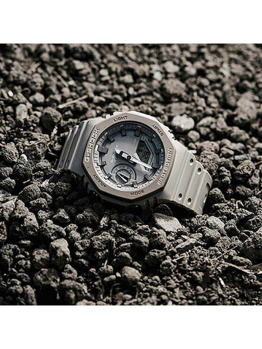 Casio G-shock Αναλογικό/Ψηφιακό Ανδρικό Ρολόι 45.4mm Χρονογράφος Μπαταρίας με Γκρι Καουτσούκ Λουράκι