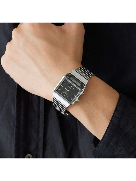 Casio Vintage Edgy Analog/Digital Men's Watch 32.1mm Chronograph Battery with Silver Rubber Strap