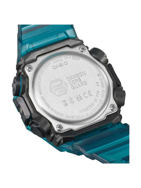 Casio G-shock Analog/Digital Men's Watch 46mm Chronograph Battery with Turquoise Rubber Strap