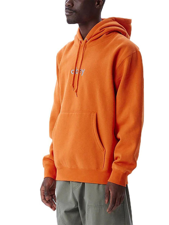 Obey Men's Sweatshirt with Hood and Pockets Orange