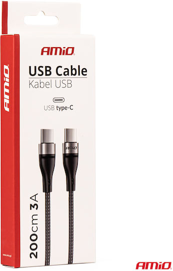 AMiO UC-18 Braided USB 2.0 Cable USB-C male - USB-C 60W Μαύρο 2m 02930