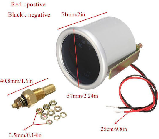 Car Water Temperature Analog Instrument 52mm Car Temperature