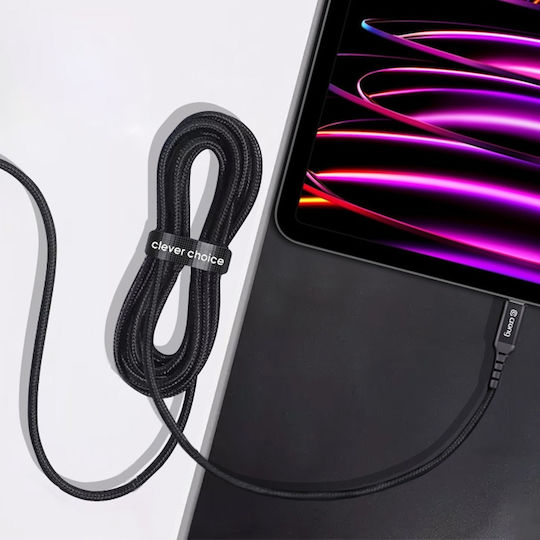Crong Armor Link Cablu USB 2.0 Braided USB-C Masculin - USB-C 100W PD Negru 1.2m CRG-AL120USCC-BLK