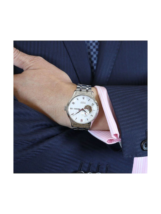 Seiko Presage Basic Line Ρολόι Χρονογράφος Αυτόματο με Μεταλλικό Μπρασελέ σε Ασημί χρώμα