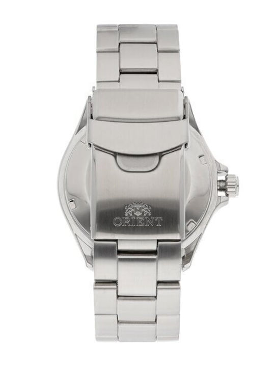 Orient Ανδρικό Ρολόι 42mm Αυτόματο με Ασημί Μεταλλικό Μπρασελέ
