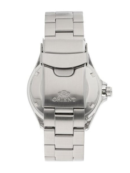 Orient Ανδρικό Ρολόι 42mm Αυτόματο με Ασημί Μεταλλικό Μπρασελέ