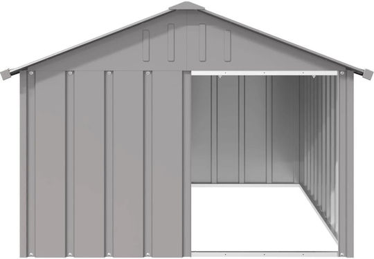 vidaXL Căsuță pentru Câine Metalic Pentru Exterior Gri 116.5x153x81.5cm