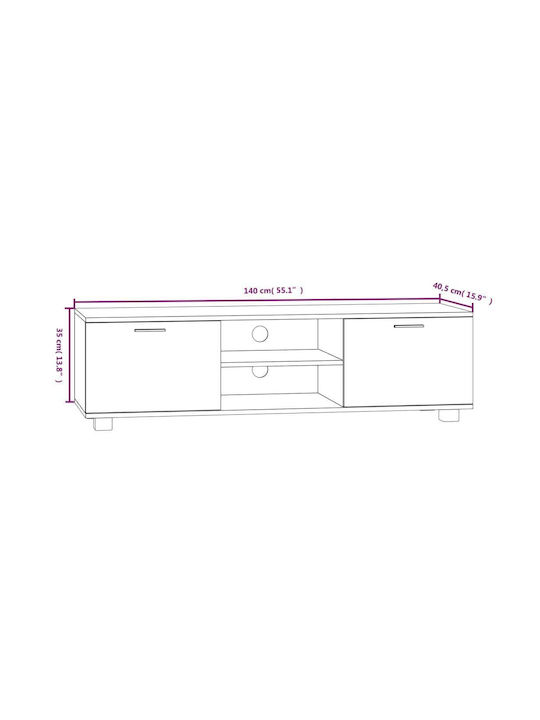 Έπιπλο Τηλεόρασης Καπνιστή Δρυς Μ140xΠ40.5xΥ35cm