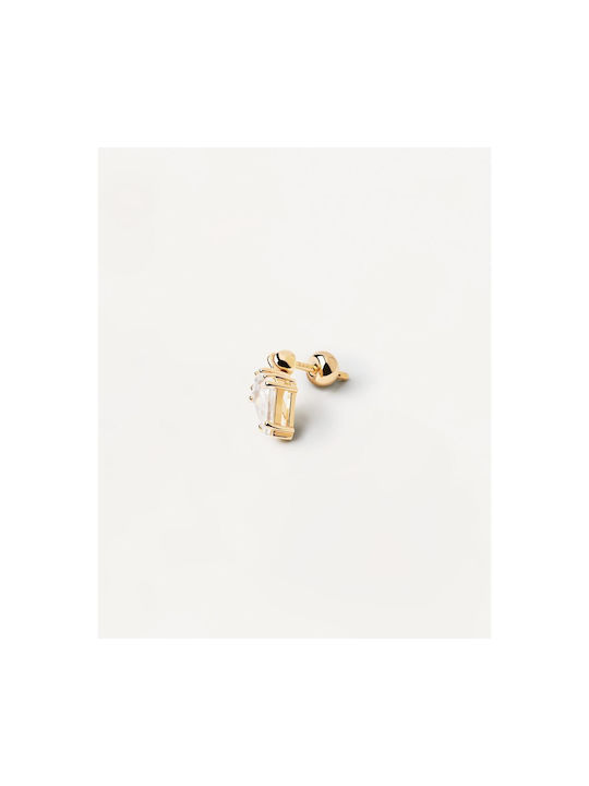 P D Paola Lua Single Single Earring made of Silver Gold Plated with Stones