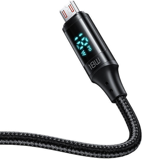 Mcdodo CA-1070 Braided / LED USB 2.0 to micro USB Cable Μαύρο 1.2m