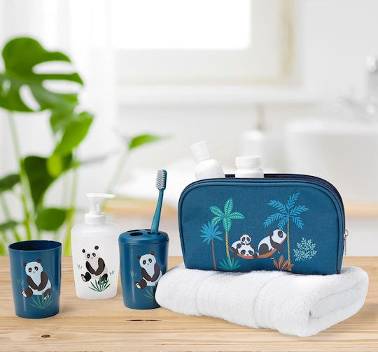Douceur d'Intérieur 1611777 Badezimmer-Accessoire-Set Kunststoff Blau 4Stück