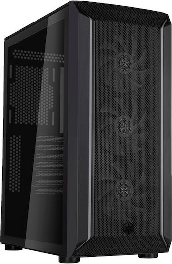Silverstone Fara 511Z Gaming Midi Tower Κουτί Υπολογιστή με Πλαϊνό Παράθυρο και RGB Φωτισμό Μαύρο