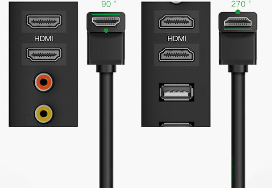 Ugreen HD103 Angle (90°) Cable HDMI male - HDMI male 1m Μαύρο