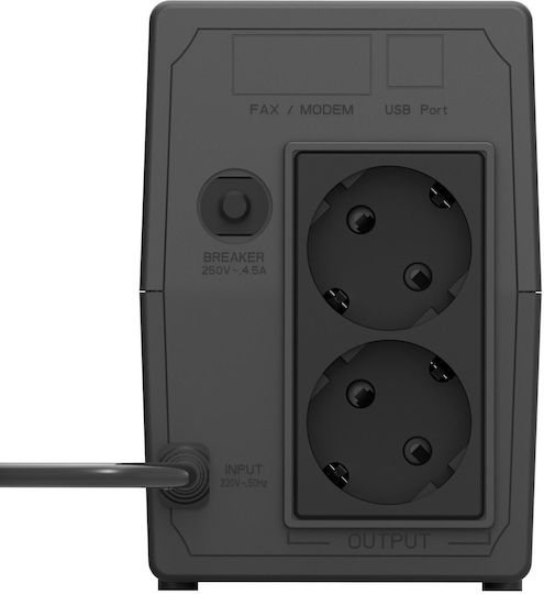Lamtech K650VA AVR UPS Line-Interactive 390W με 2 Schuko Πρίζες