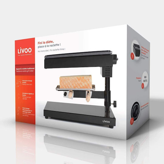 Livoo Tabletop Electric Grill Raclette Smooth Plate 600W with Adjustable Thermostat 38cmx29.5cmcm
