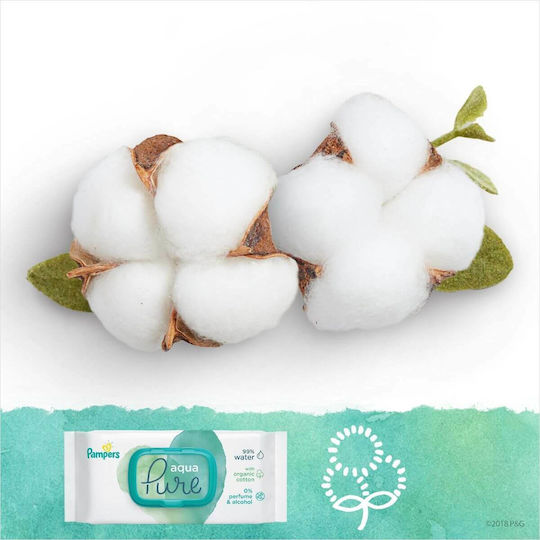 Pampers Pure Aqua Babytücher mit 99% Wasser, ohne Alkohol & Duftstoffe 12x48Stk