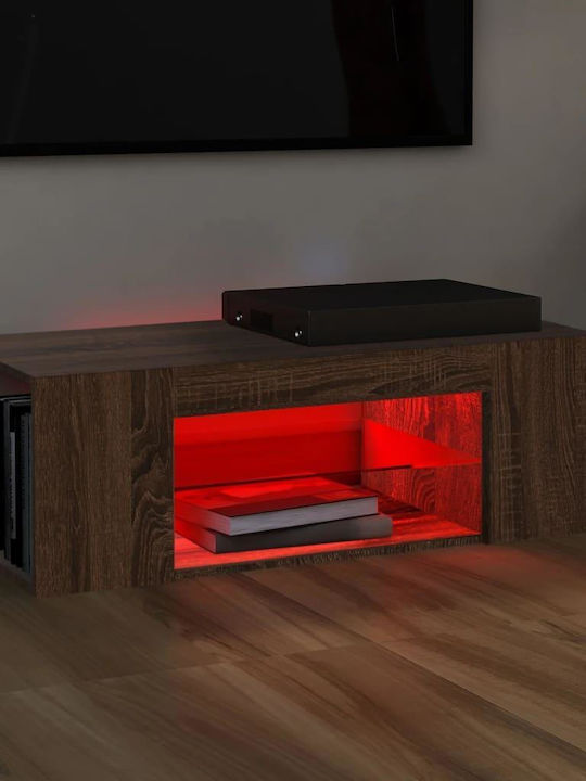 Έπιπλο Τηλεόρασης με Φωτισμό LED Καφέ Μ90xΠ39xΥ30cm