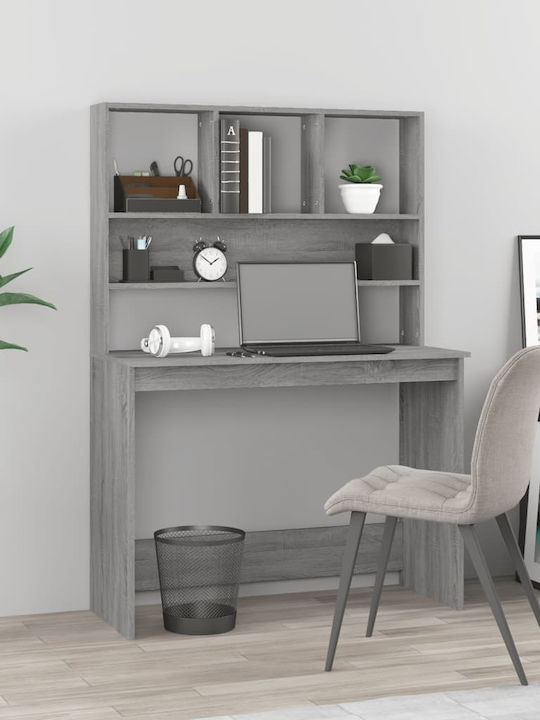 Wooden Home Office Desk with Bookshelf Gray / Sonoma L102xW45xH148cm