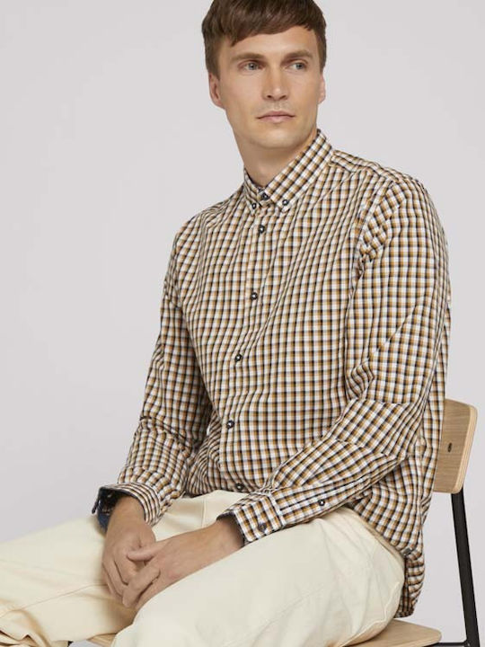 Long-sleeved Cotton Shirt Checked White