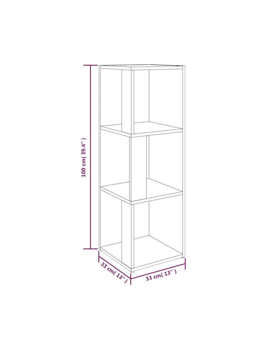 Corner Bookcase Smoky Oak 33x33x100cm