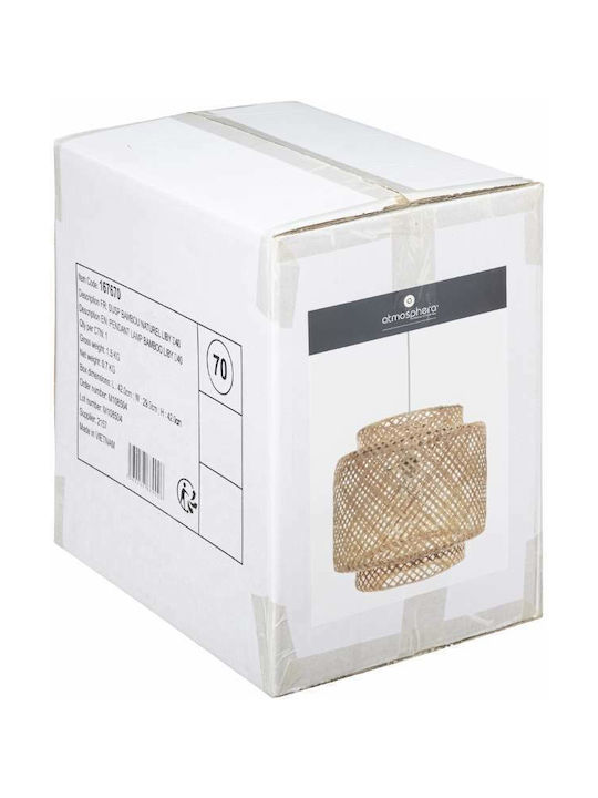 Atmosphera Liby Hängelampe Beige Boho Raster mit Fassung E27 40x38x38cm.