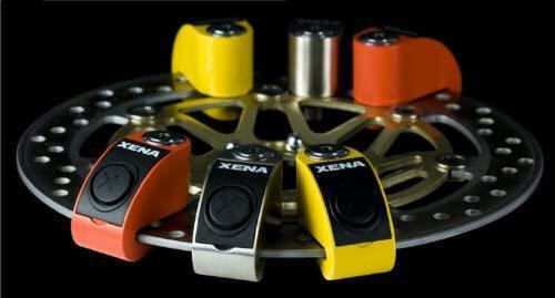 Xena XZZ6L Motorcycle Disc Brake Lock with Alarm & 6mm Pin in Yellow