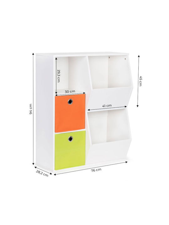 Kids Wooden Bookcase White 76x28.2x94cm