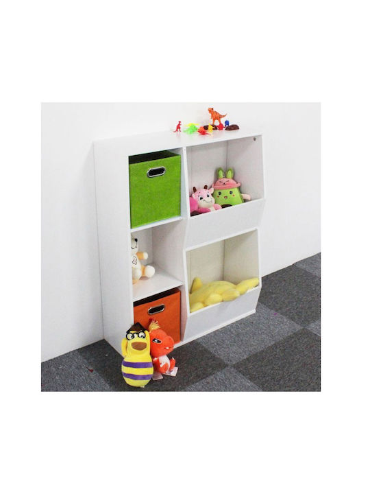 Kids Wooden Bookcase White 76x28.2x94cm